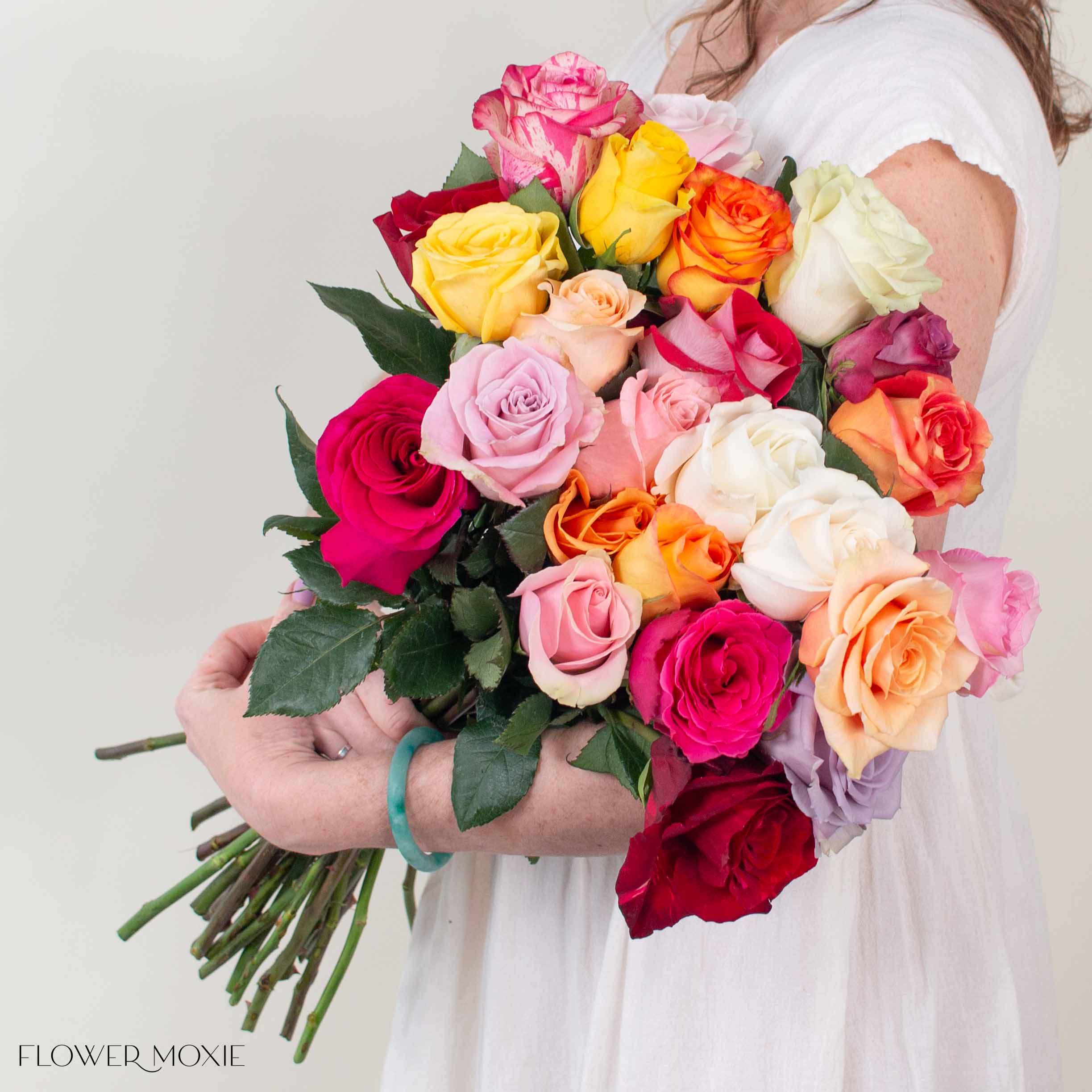 Natural Rainbow Rose Bouquet