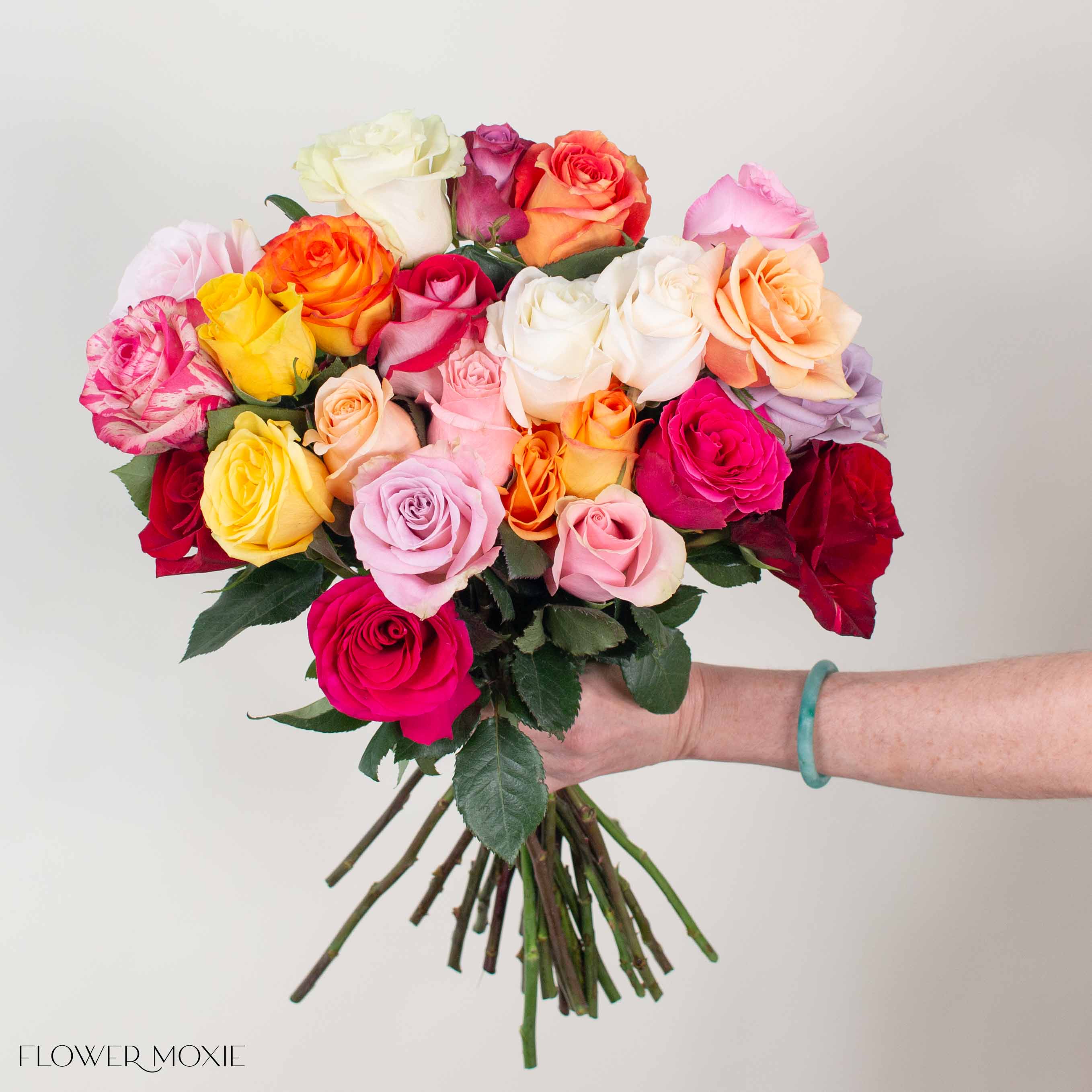 Natural Rainbow Rose Bouquet