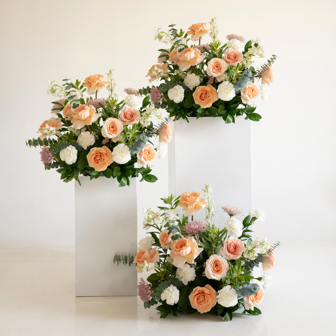 Peaches and Cream Large Ceremony Pillar Arrangement