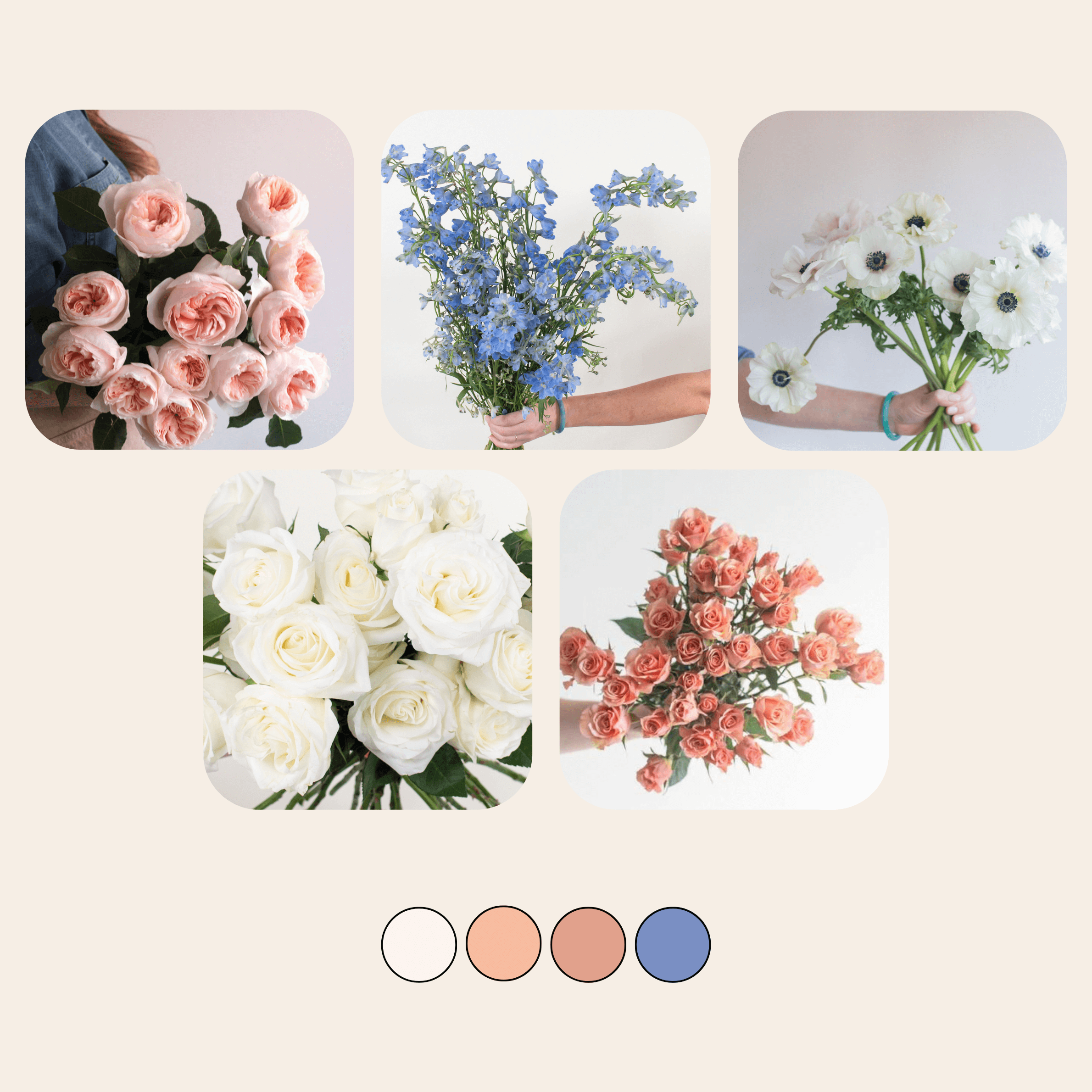 peach and blue mixed diy flower kit