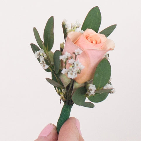 peach readymade boutonniere