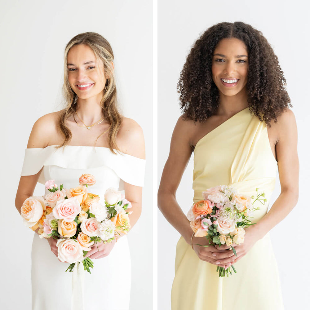 Premade Peach Bridal and Bridesmaid Bouquets