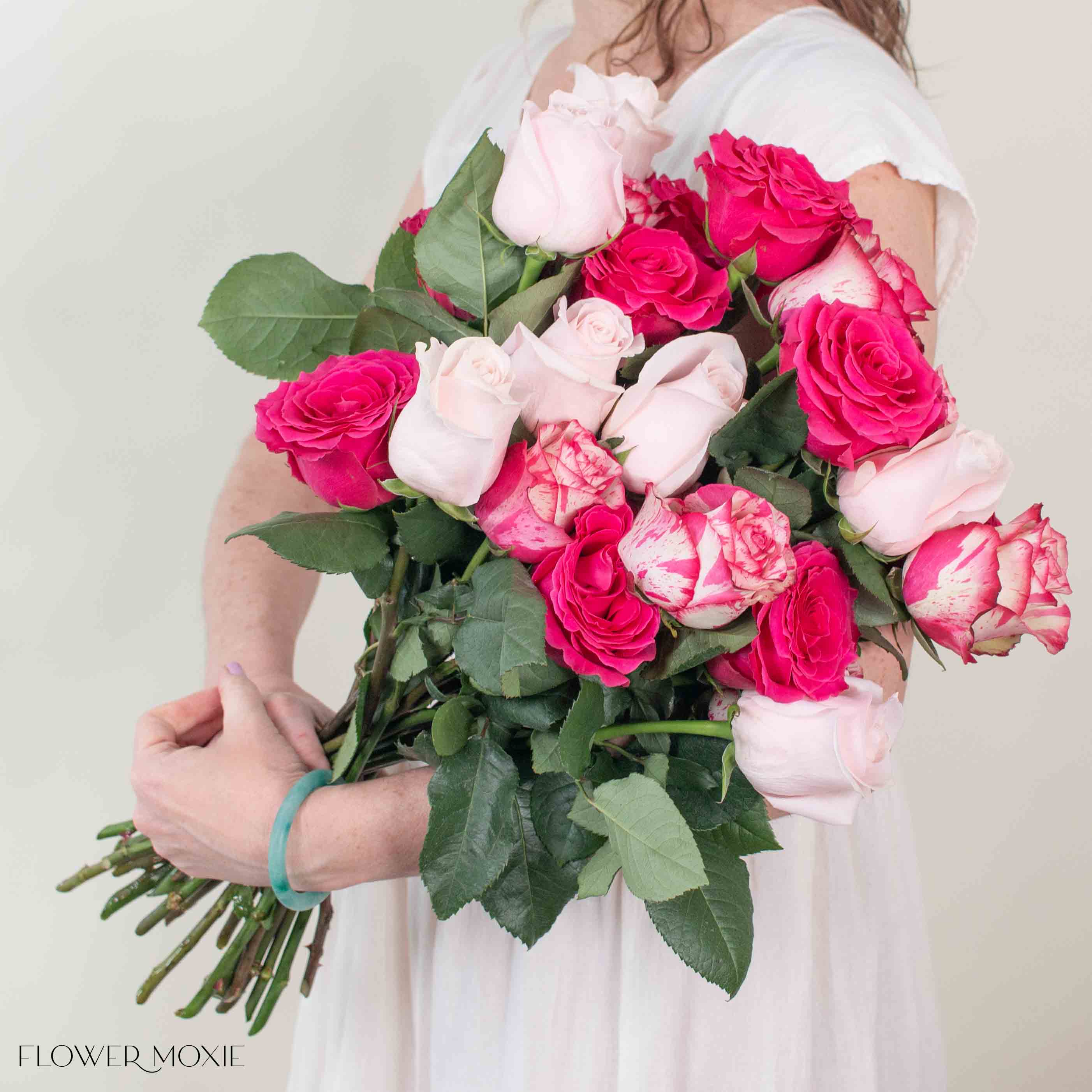 Rainbow Pinks Rose Bouquet