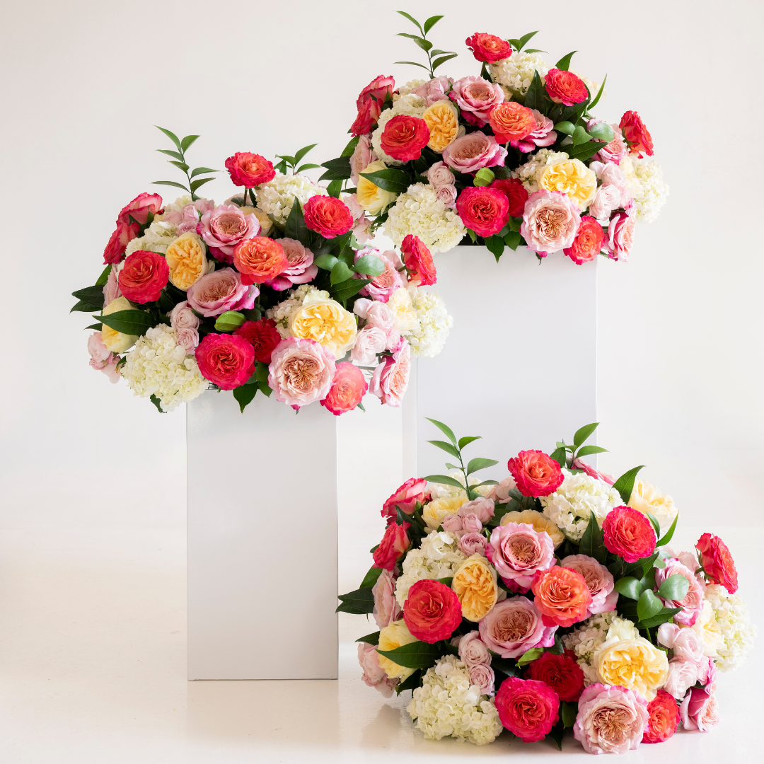 Sunset Garden Rose Large Ceremony Pillar Arrangement