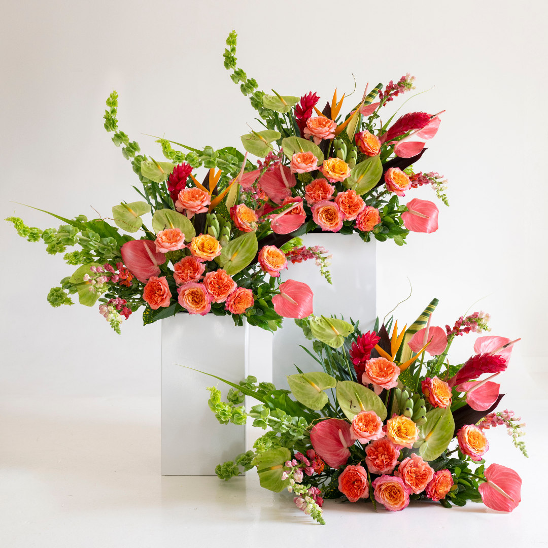 Tropical Sunset Large Ceremony Pillar Arrangement