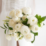 White Linen Bridal Bouquet
