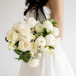 White Linen Bridal Bouquet

