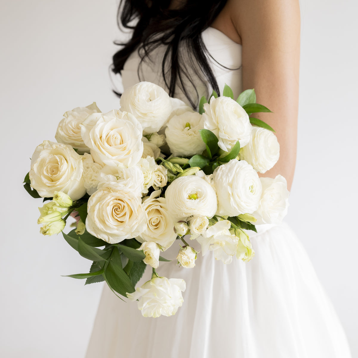White Linen Bridal Bouquet

