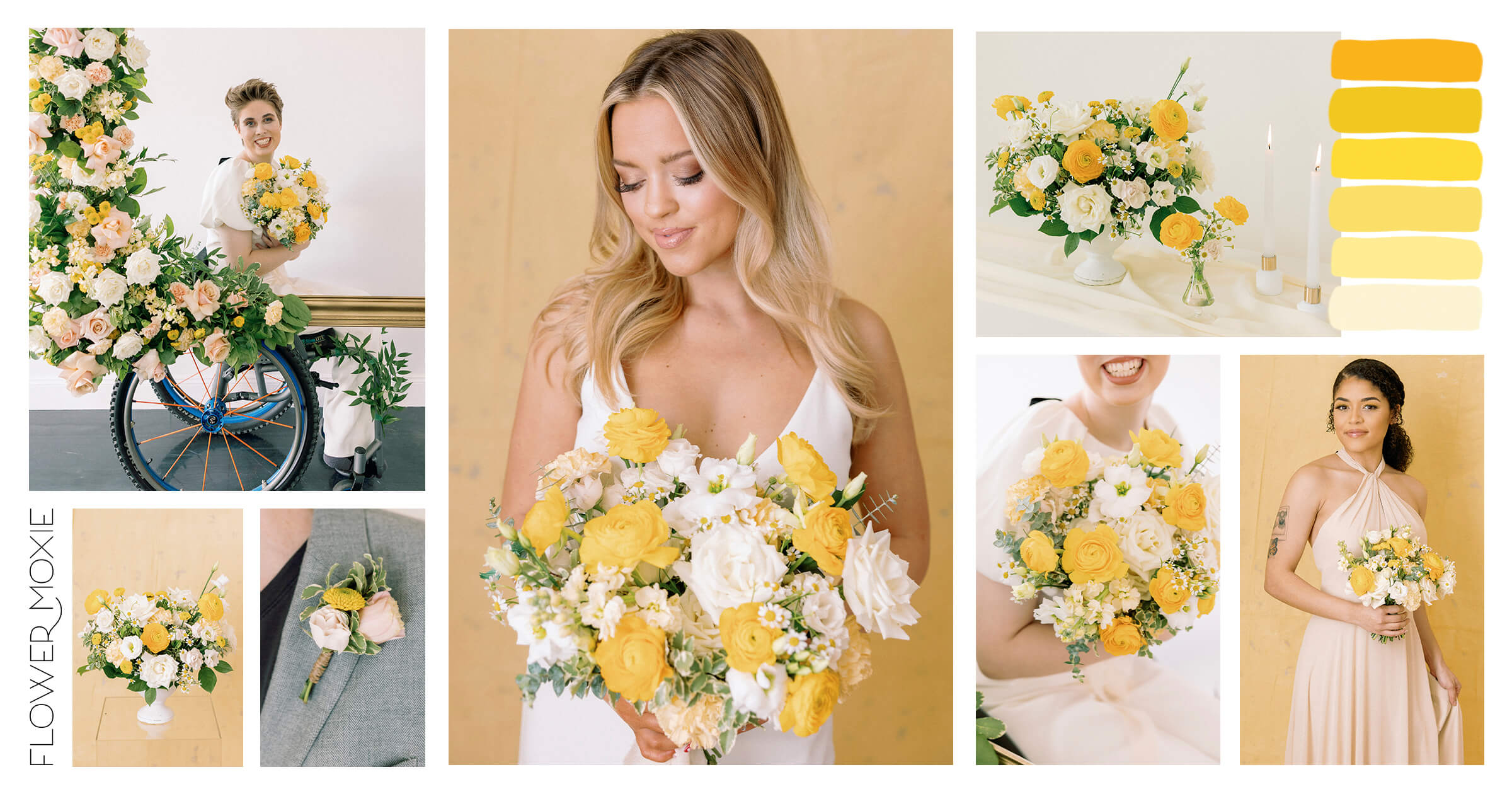 yellow cream wedding flower packages