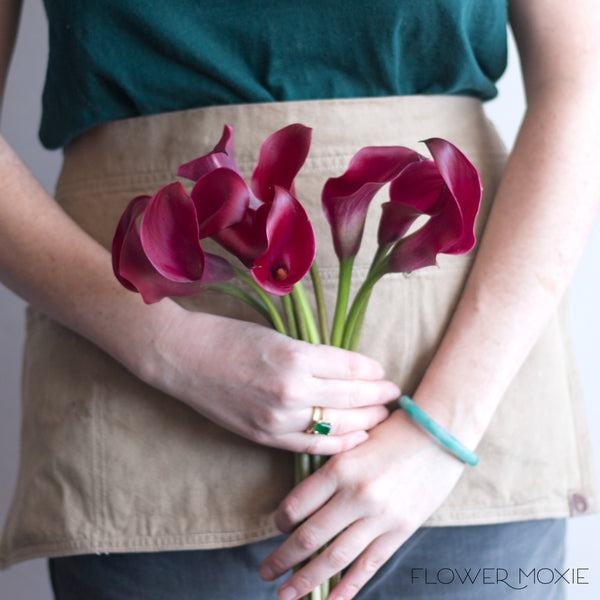 burgundy calla lily plant Cranberry Calla Lily | Bulk DIY Wedding Flowers | Flower Moxie 30 Stems