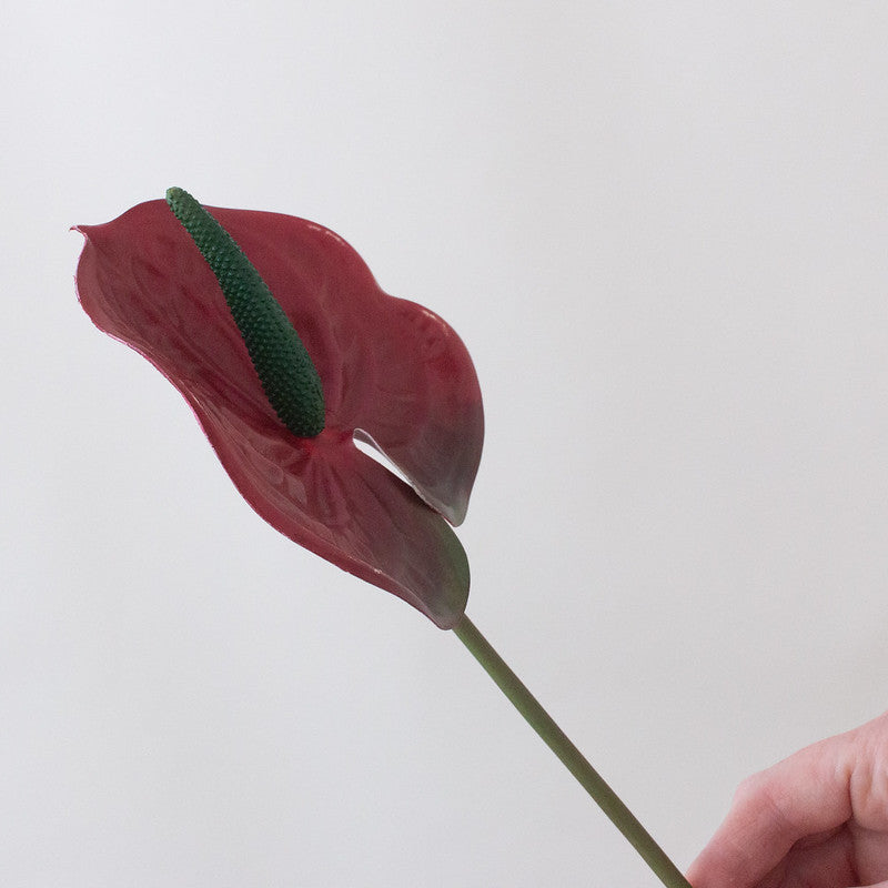 faux anthurium stems Faux Silk Burgundy Red Anthurium Tropical Flower