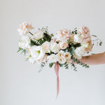 Dusty Blush and Cream Bridal Bouquet with Quicksand Roses by Flower Moxie