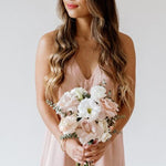 Dusty Rose and Cream Quicksand Bridesmaid Bouquet by Flower Moxie