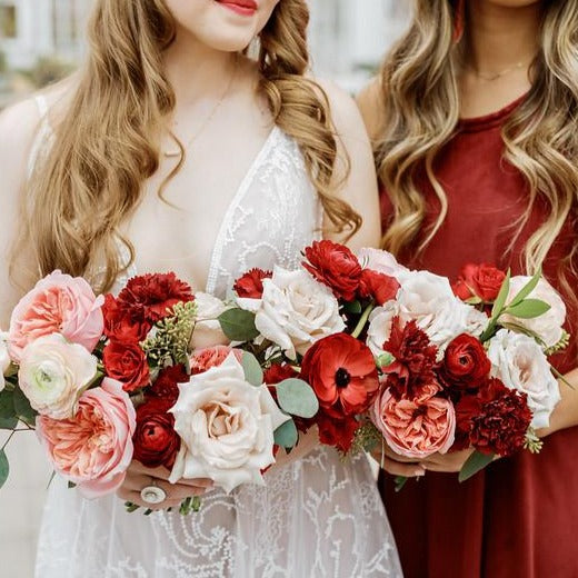 Red DIY Wedding Bouquet by Flower Moxie.  