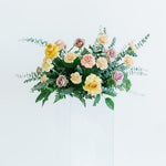 Mauve, Mustard, and Peach Ceremony Flowers for DIY Wedding 