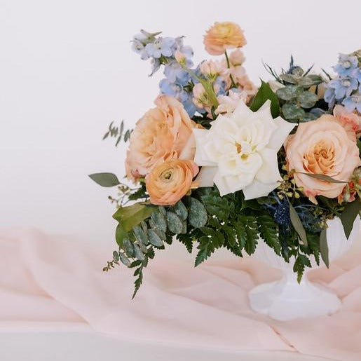 Peach and Blue Centerpiece DIY Wedding Flowers