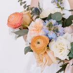 Peach and Blue Bridal Bouquet for DIY Wedding Flowers