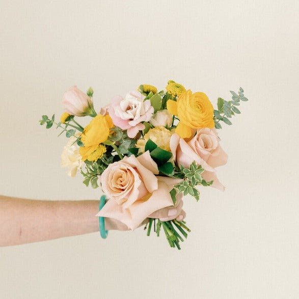 Pink and Yellow Bridal Bouquet