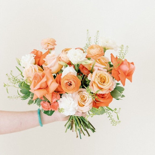 Coral and Peach Bridal Bouquet of Fresh Bulk Wholesale Wedding Flowers DIY