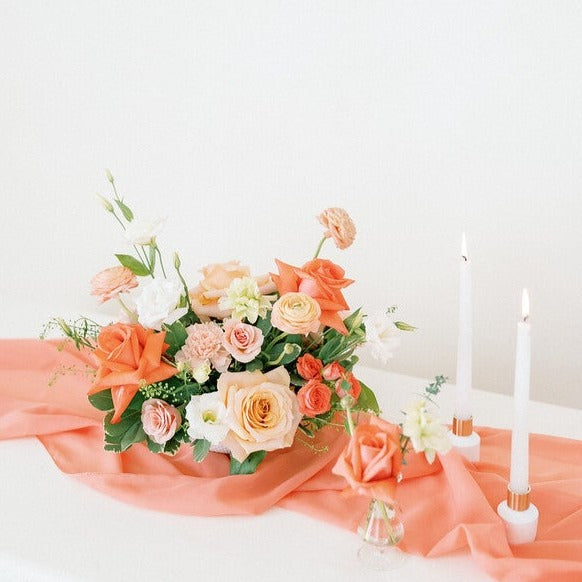 Peach and Coral Centerpiece, DIY Wedding Flowers by Flower Moxie