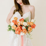 Coral and Peach Bridal Bouquet of Fresh Bulk Wholesale Wedding Flowers DIY