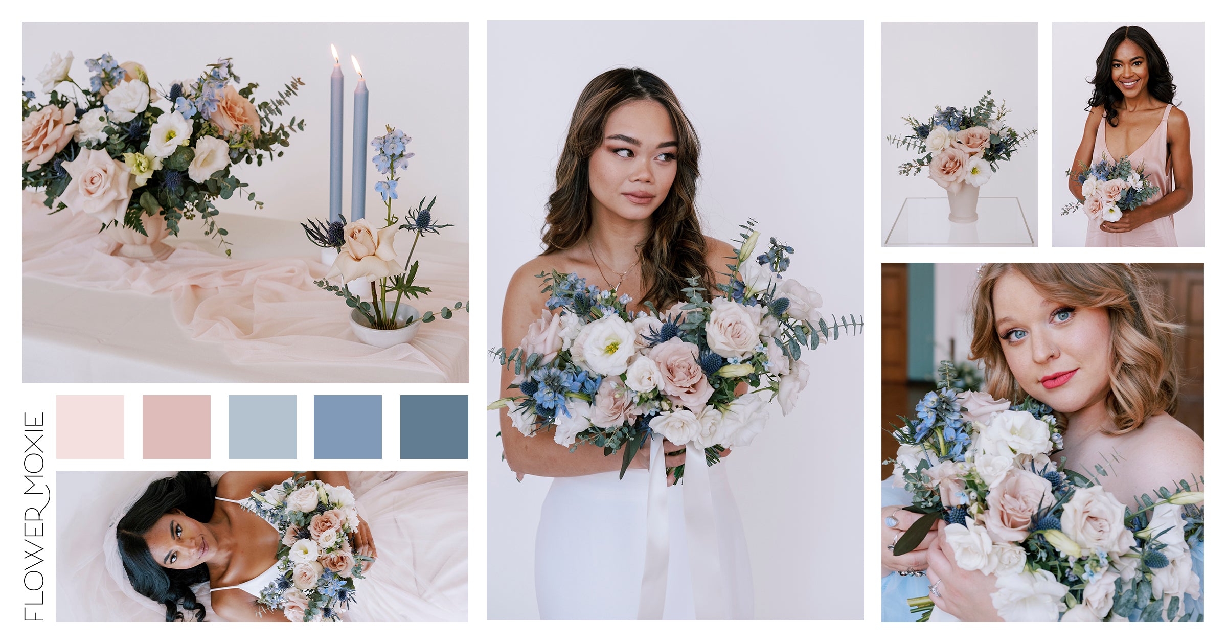 dusty blush and blue wedding flower package