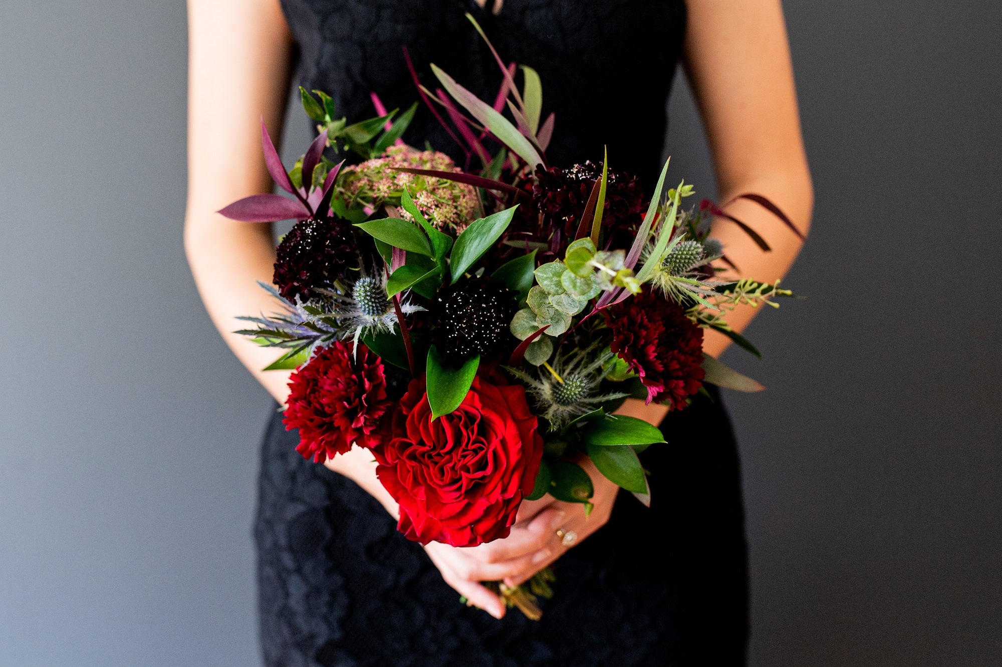 Moody Dark Bridal Bouquet Flower Package DIY