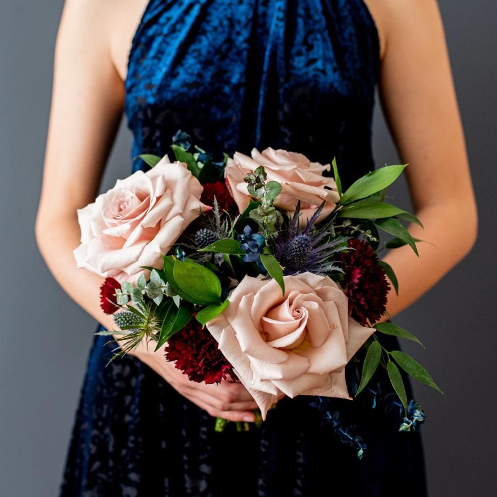 flowers for navy blue bridesmaid dresses One Shoulder Navy Blue Bridesmaid Dresses Cheap Tulle Bridesamid Dresses ARD1148
