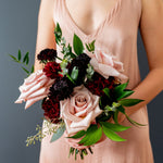 Dusty rose and burgundy bridesmaid bouquet flower package.  DIY Wedding flowers