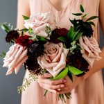 Dusty rose and burgundy bridesmaid bouquet flower package.  DIY Wedding flowers