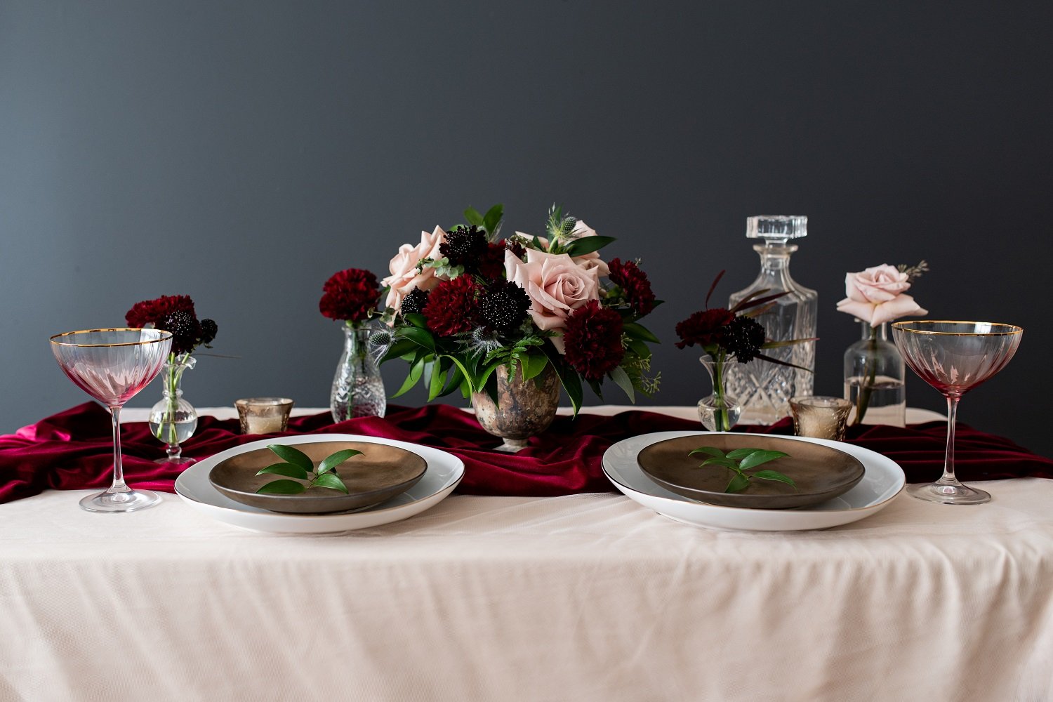 Dusty Rose and Wine Centerpiece DIY fresh floral package