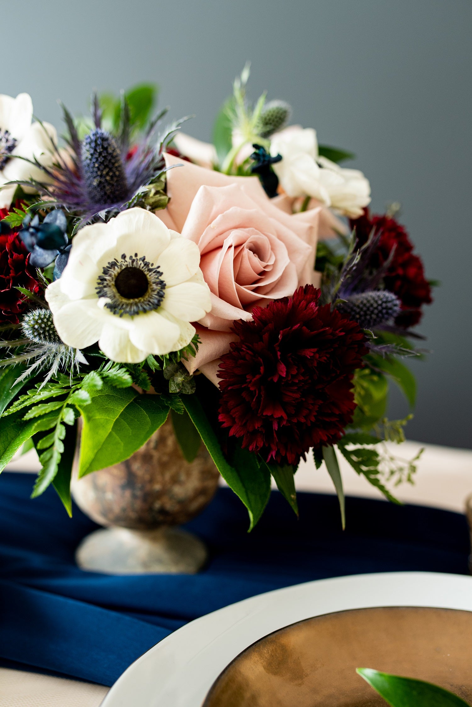 Navy and Wine Centerpiece DIY Wedding Flower Package