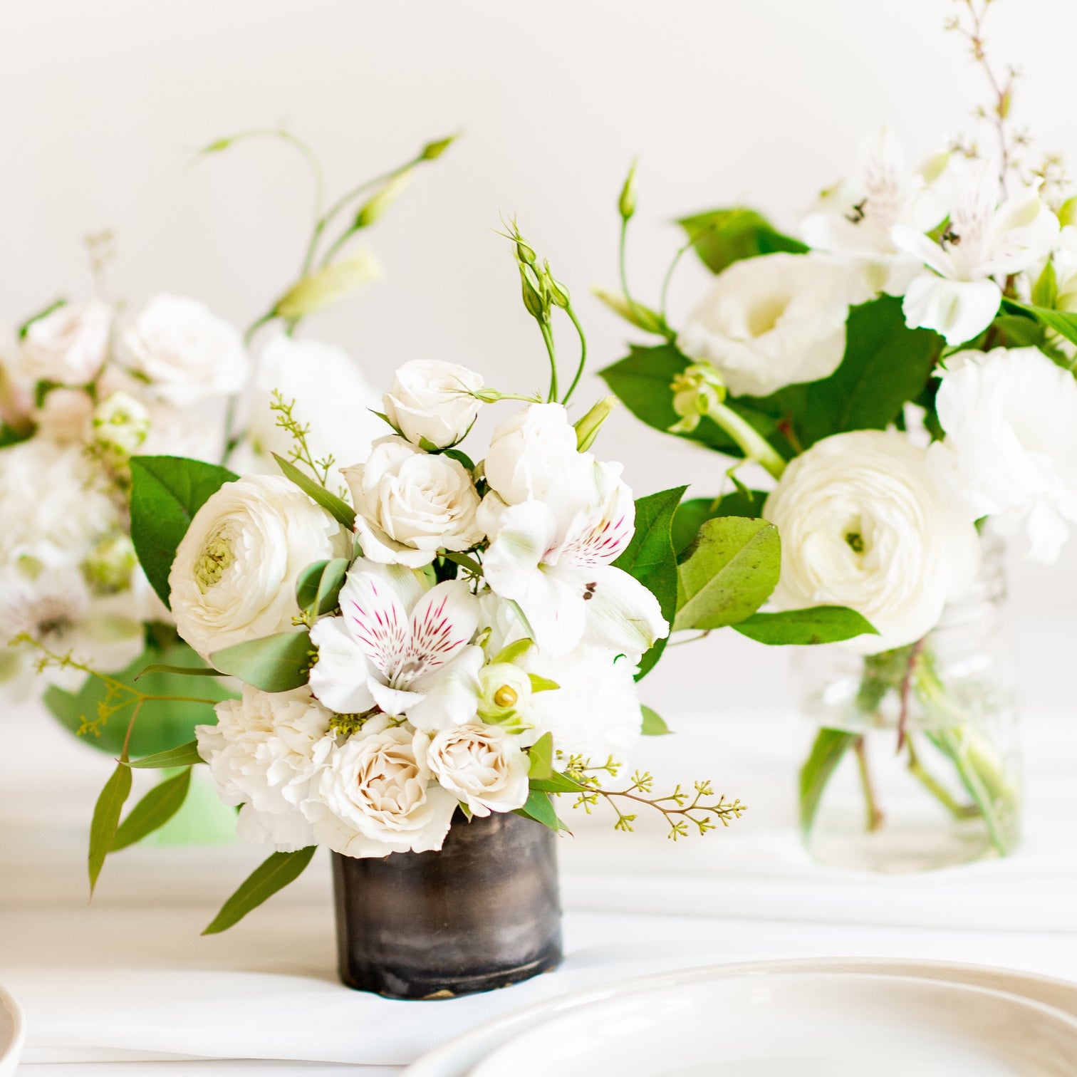 Cream and Sage Centerpieces | DIY Wedding Flowers | Flower Moxie