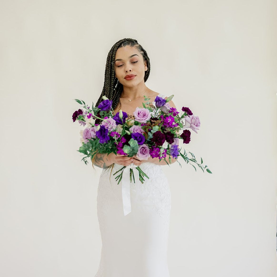 Eggplant Plum and Lavender Bridal Bouquet for DIY Wedding Flowers Ocean Song and Purple Lisianthus
