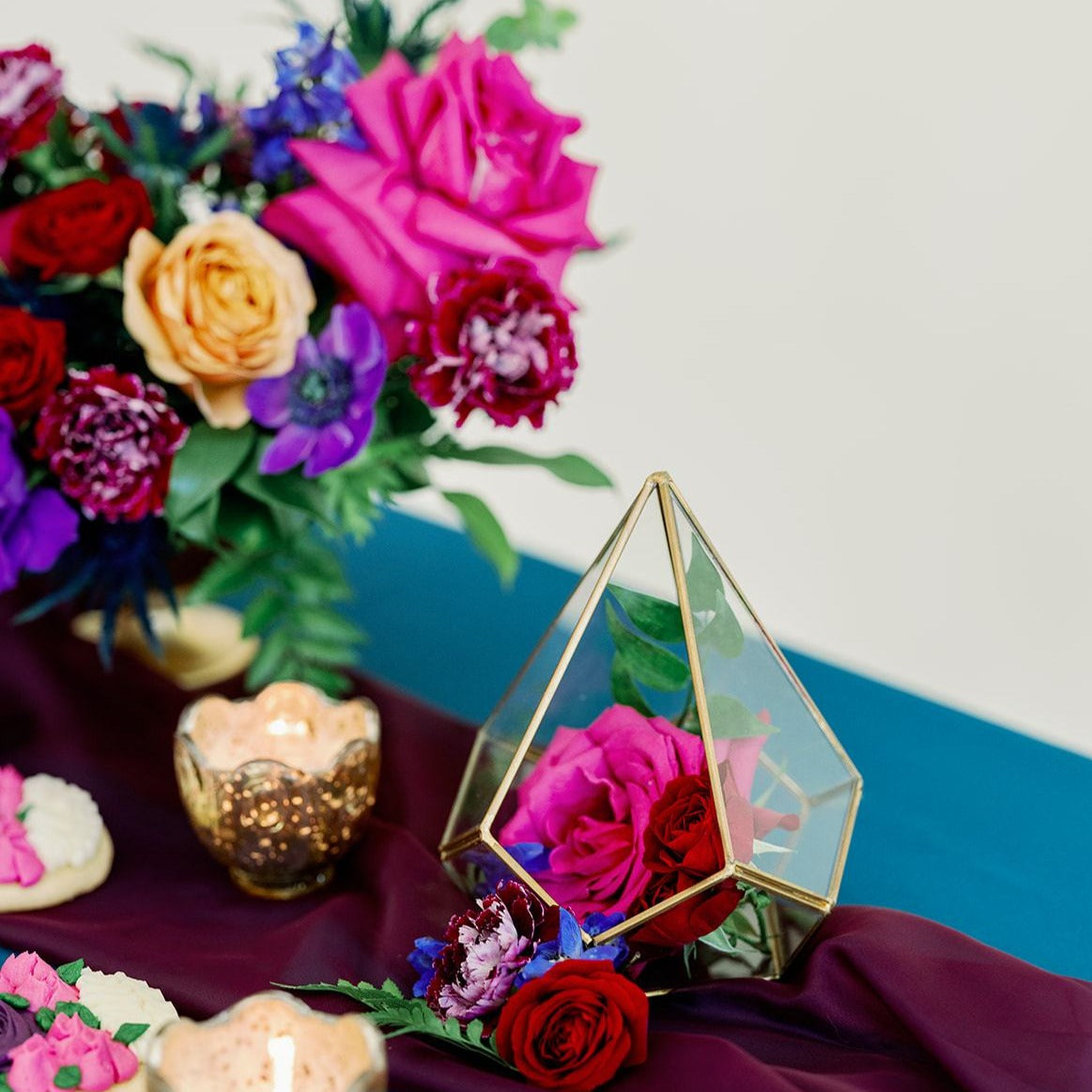 Jewel Tone Centerpiece for DIY Wedding Flowers 