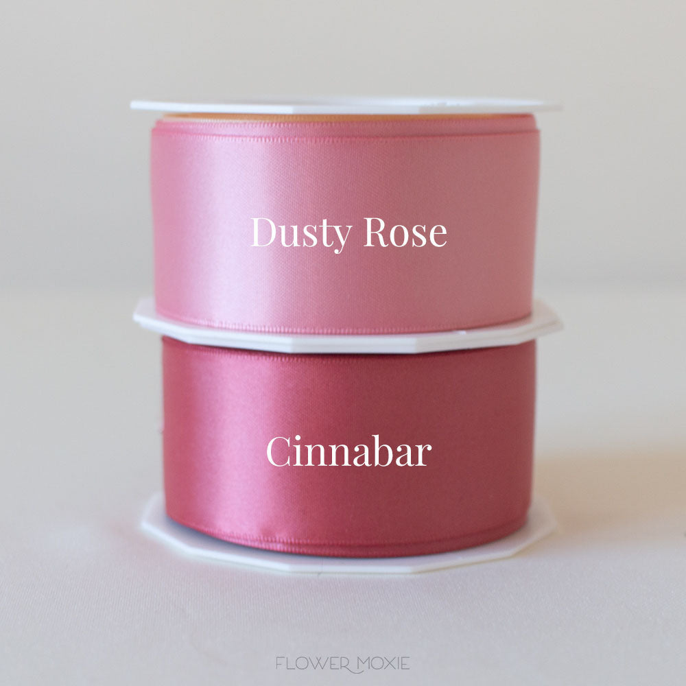 cinnabar and dusty rose satin ribbon