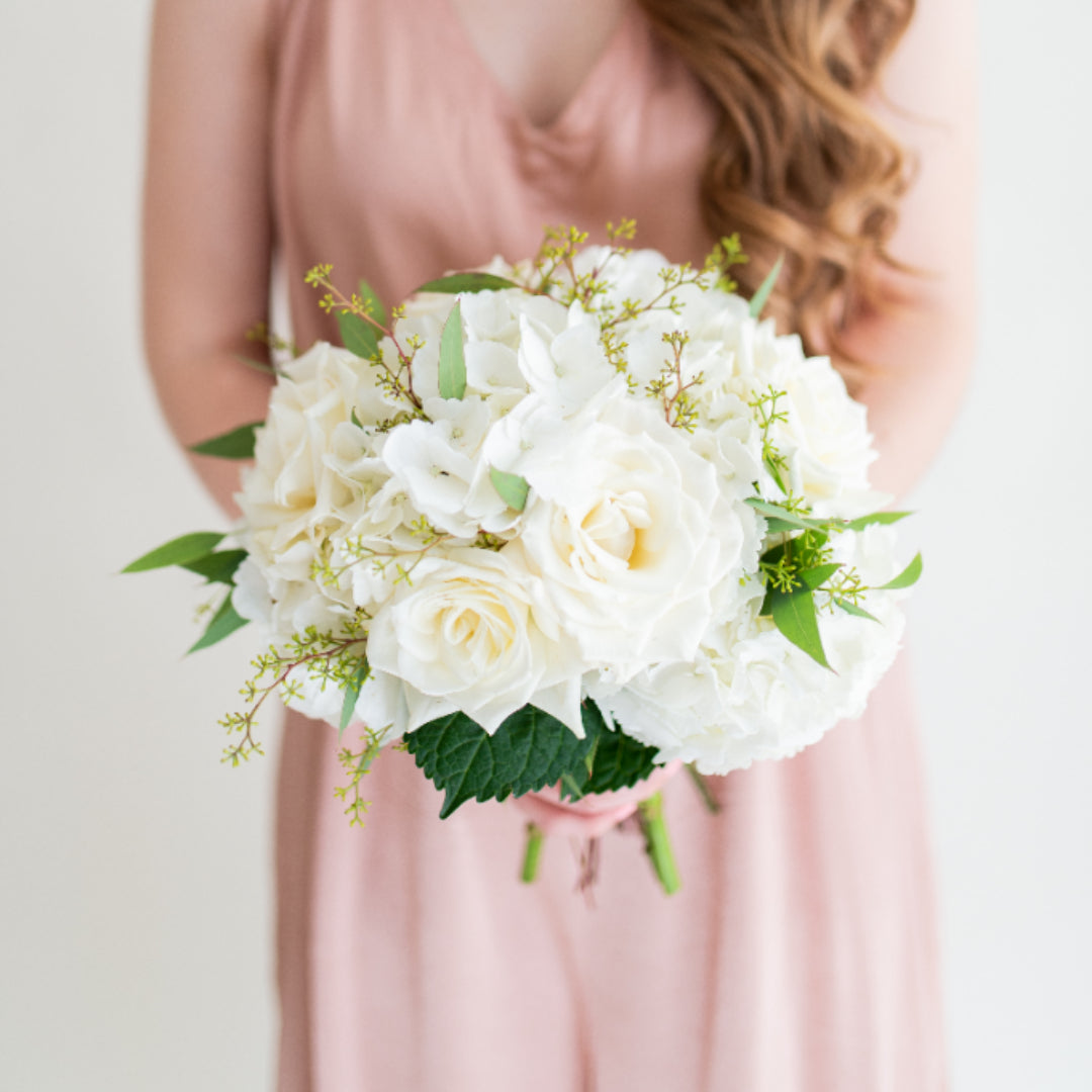 Hydrangea Bridesmaid Bouquet, rose and hydrangea bouquet, DIY Wedding Bouquet, Flower Moxie