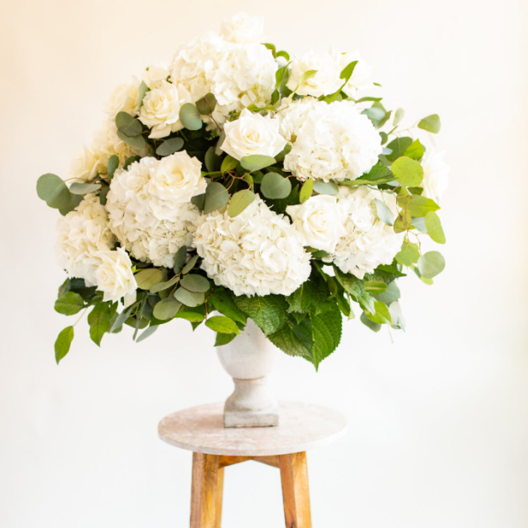 Wedding Altar Arrangement, Flower Moxie, Hydrangea Centerpiece, DIY Wedding Flowers