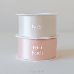 ivory and petal peach satin ribbon